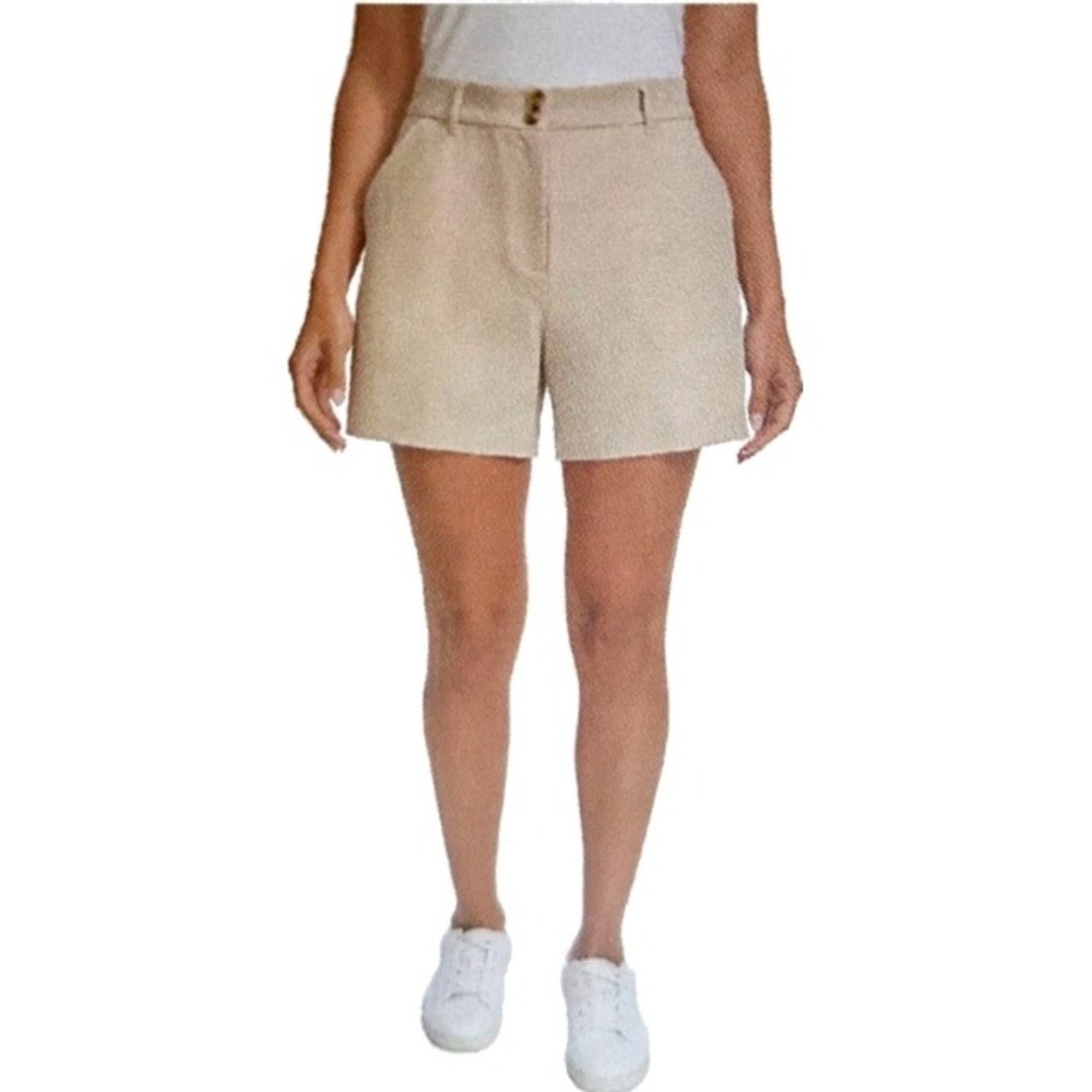 Nautica Jeans Womens High Waisted Pleated Shorts Tan‎ Khaki Size 6 NWT